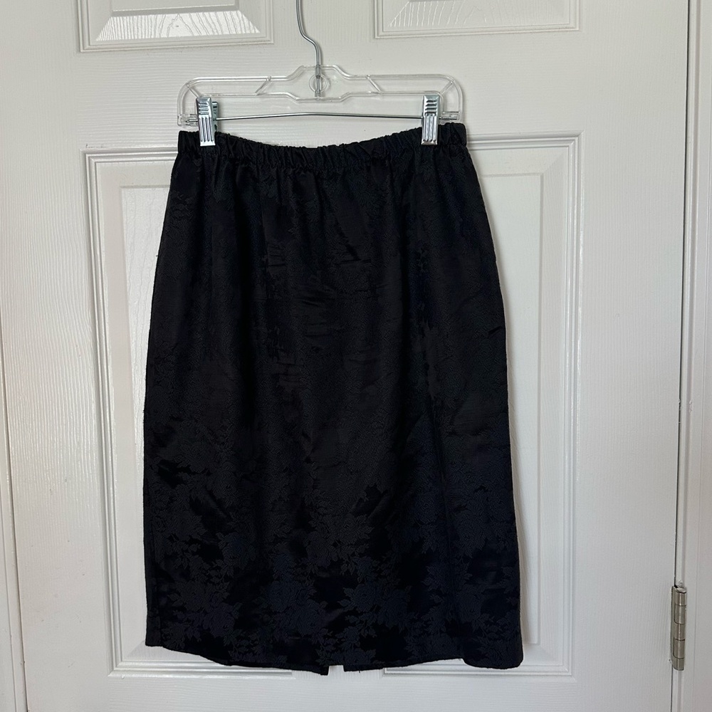 Black Floral Embossed Pencil Skirt by Miss Oops California